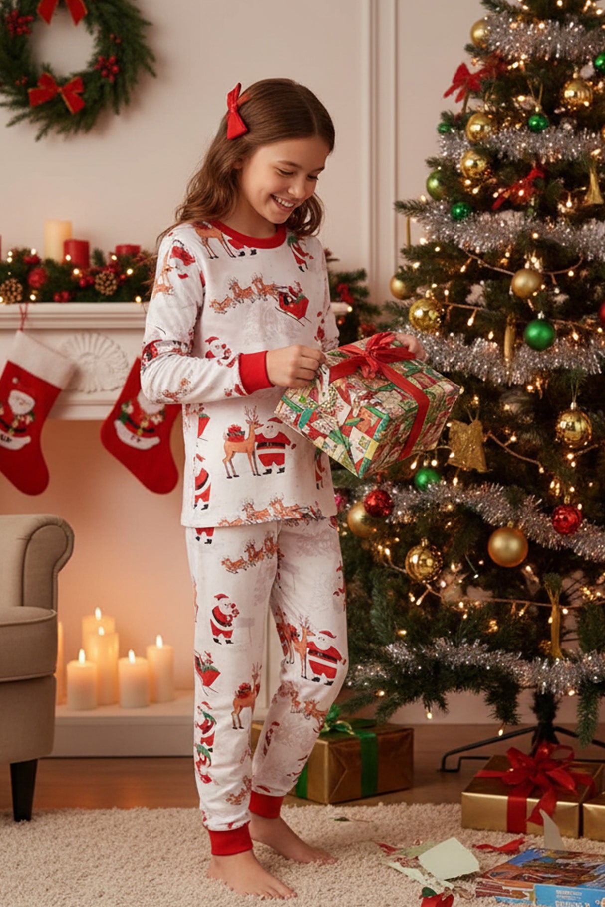 Christmas Santa Print Family Pajama Sets