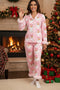 Christmas Satin Printed Fuzzy Loungwear