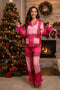 Christmas Satin Printed Fuzzy Loungwear