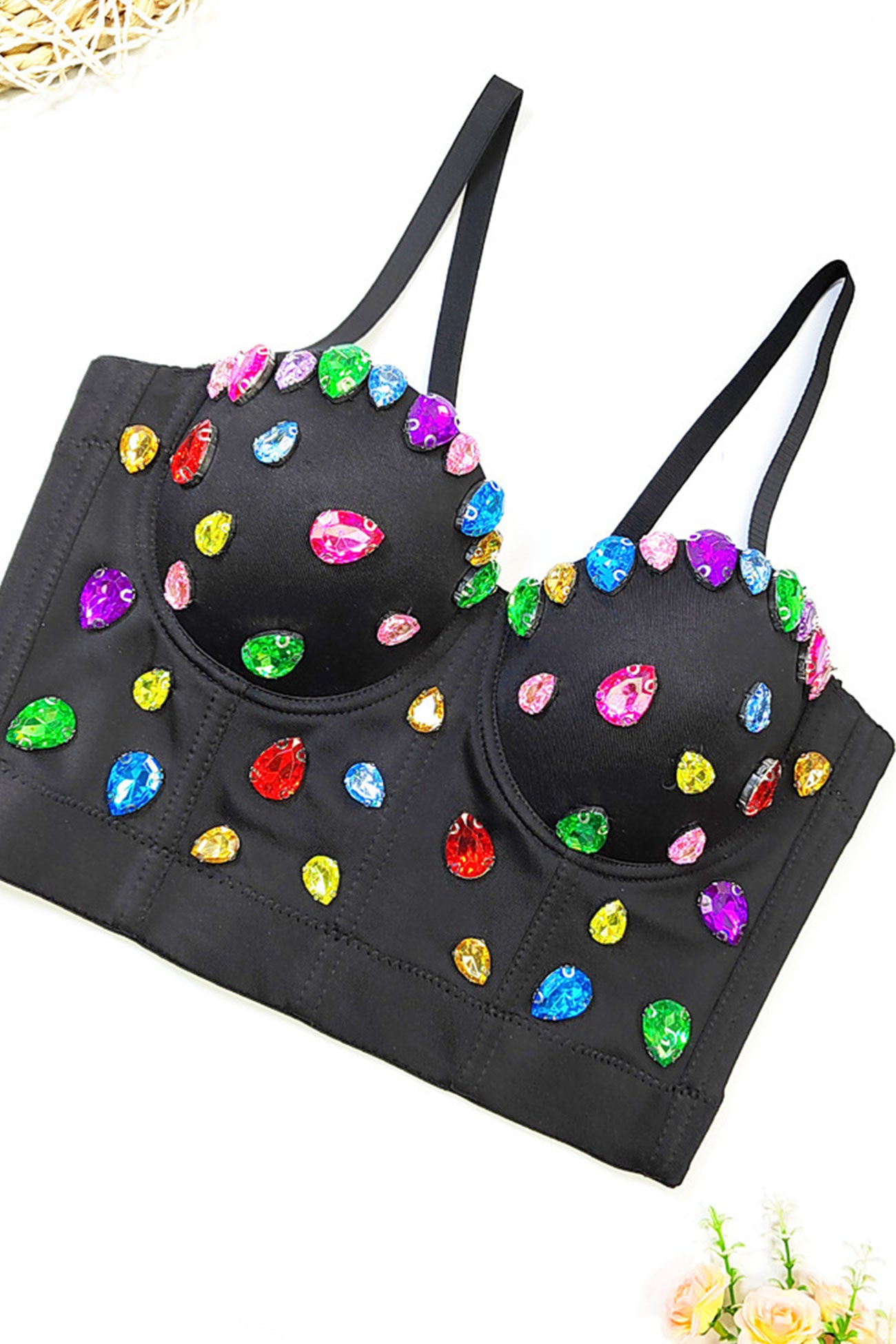 Colorful Rhinestone Corset Cami Top