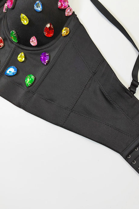 Colorful Rhinestone Corset Cami Top