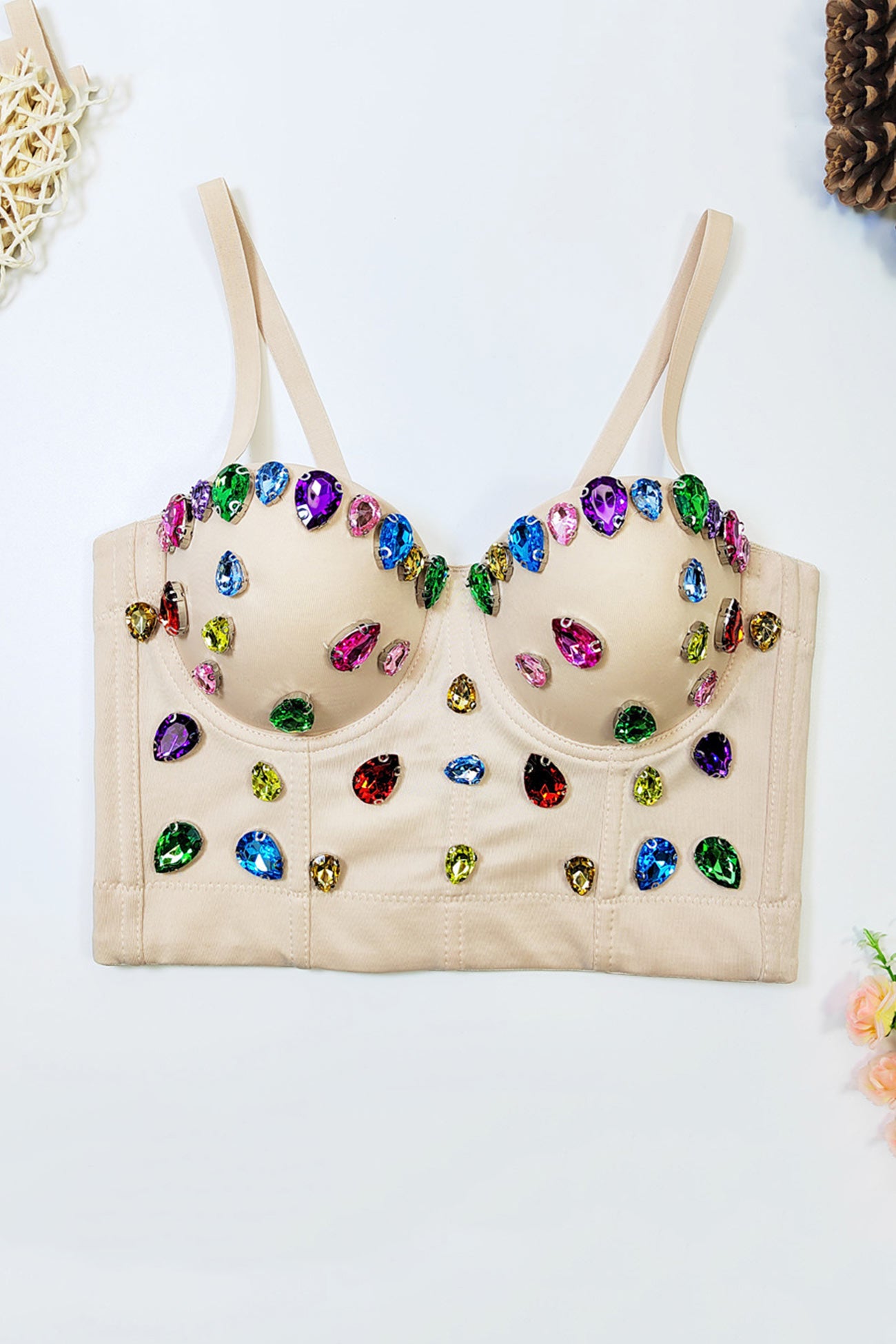 Colorful Rhinestone Corset Cami Top