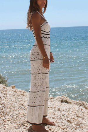 Contrast Hollow Out Knit Cami Dress