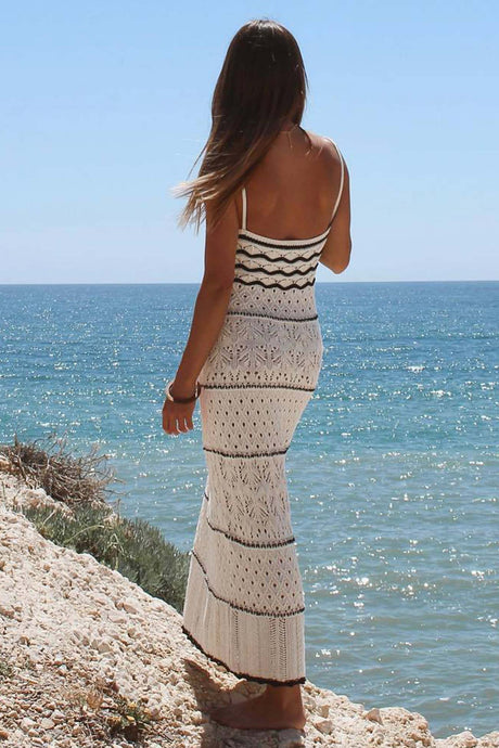 Contrast Hollow Out Knit Cami Dress