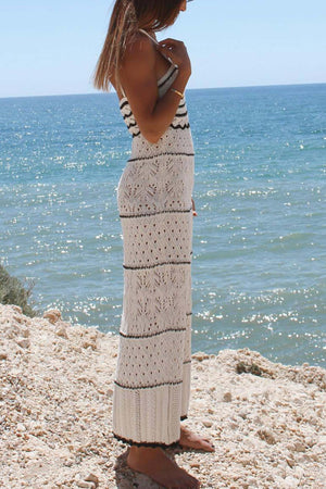 Contrast Hollow Out Knit Cami Dress