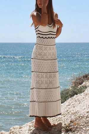 Contrast Hollow Out Knit Cami Dress