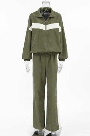 Contrast Stand Neck Tracksuits