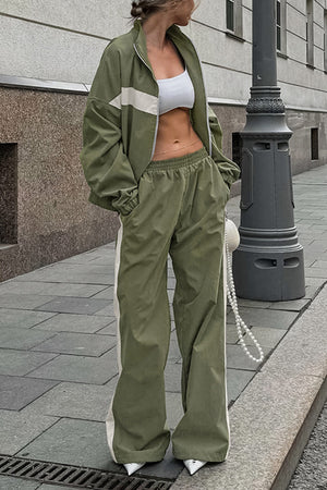 Contrast Stand Neck Tracksuits