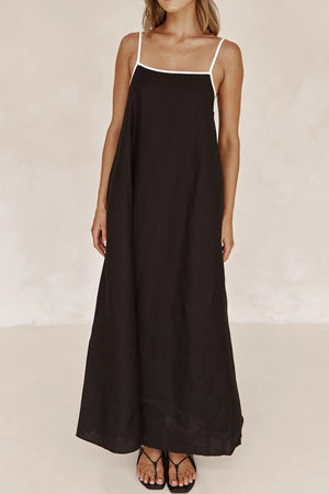 Contrast Loose Strappy Midi Dress