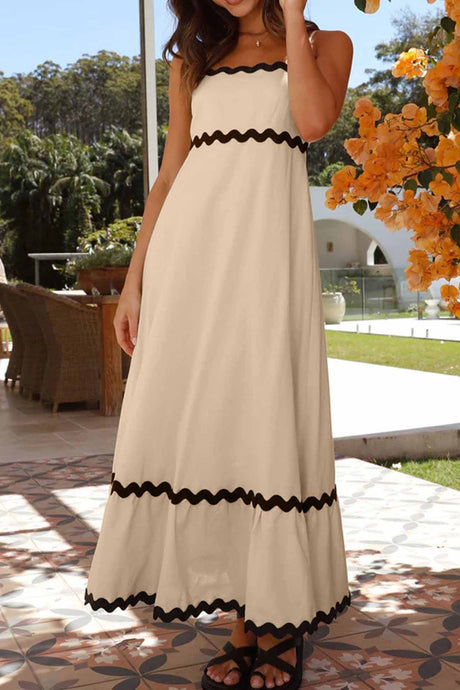 Contrast Spaghetti Strap Tiered Cami Dress