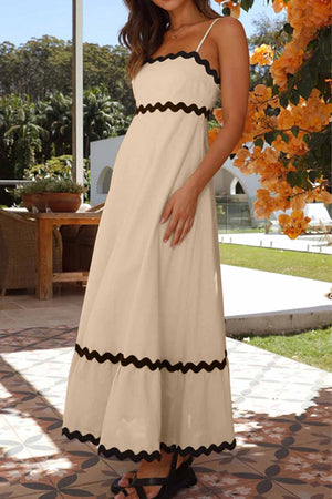 Contrast Spaghetti Strap Tiered Cami Dress