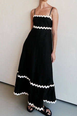 Contrast Spaghetti Strap Tiered Cami Dress