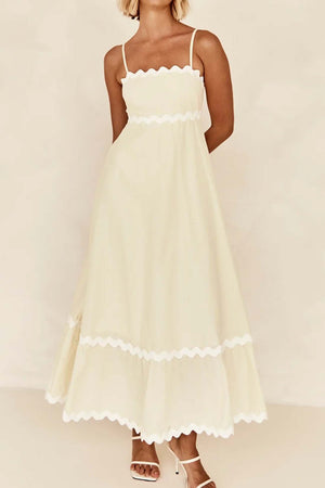 Contrast Spaghetti Strap Tiered Cami Dress