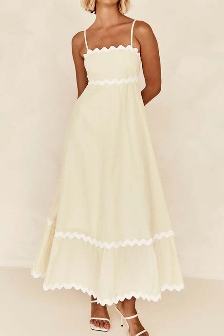 Contrast Spaghetti Strap Tiered Cami Dress