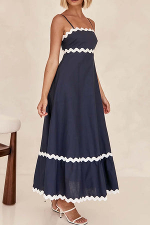 Contrast Spaghetti Strap Tiered Cami Dress