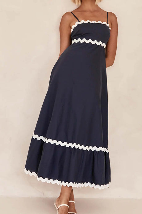 Contrast Spaghetti Strap Tiered Cami Dress