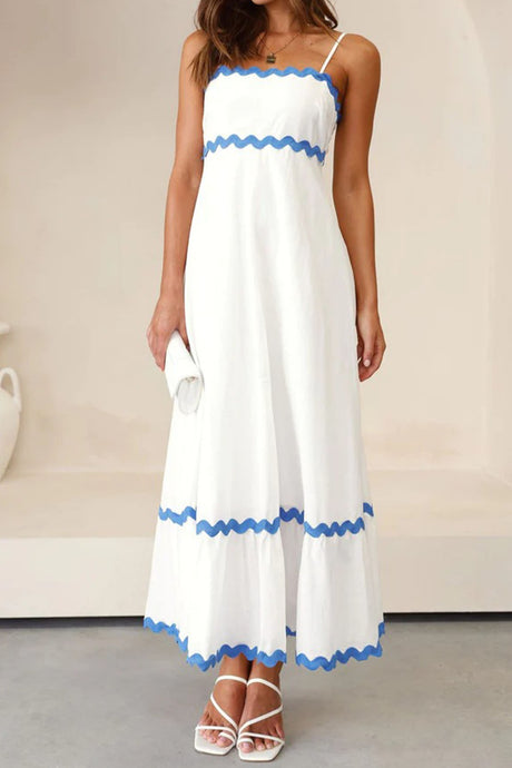 Contrast Spaghetti Strap Tiered Cami Dress