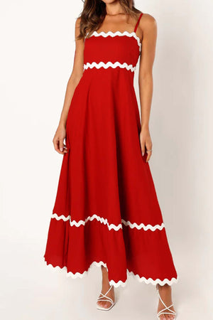 Contrast Spaghetti Strap Tiered Cami Dress