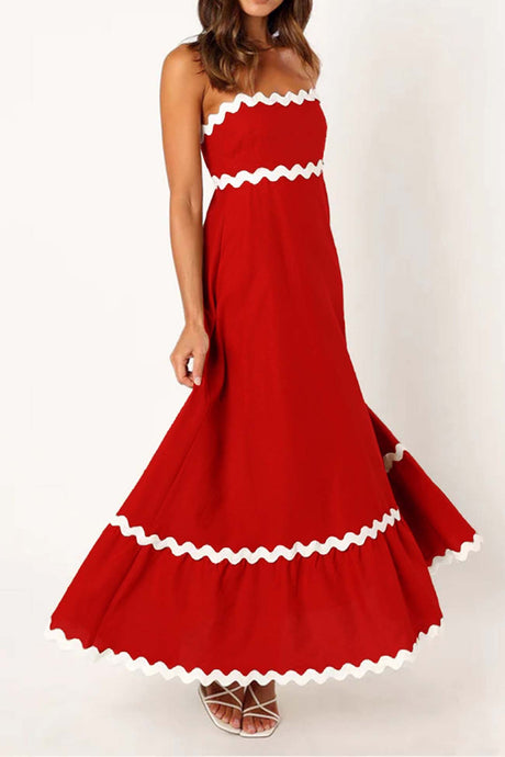 Contrast Spaghetti Strap Tiered Cami Dress