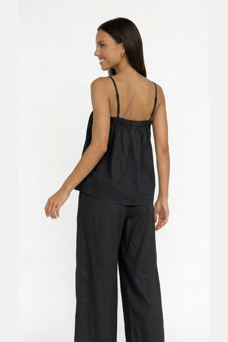 Solid Color Cotton Cami Top Long Pants Suits