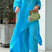 Arolora cotton-drop-shoulder-irregular-tops-pants-set
