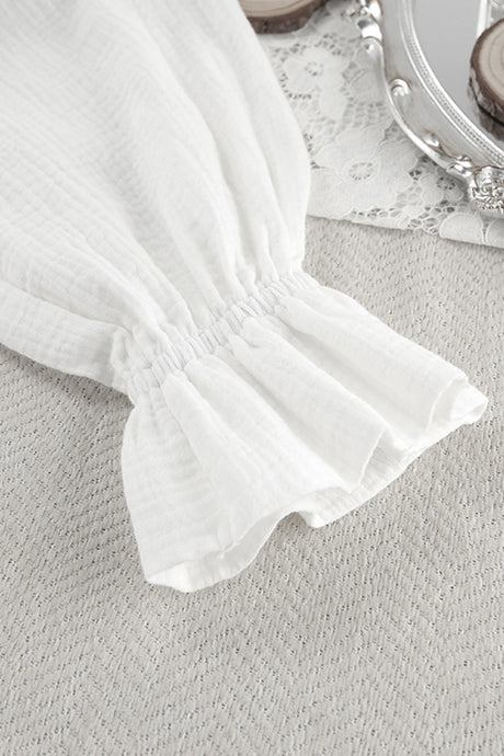 Arolora Cotton Flare Sleeve Cardigan Long Pants Set