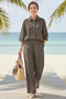 Cotton Linen Blouse Long Pants Set
