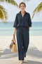 Cotton Linen Blouse Long Pants Set