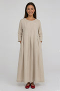 Cotton Linen Long Sleeve Loose Midi Dress