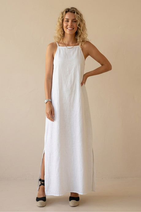 Cotton Linen Slit Cami Dress