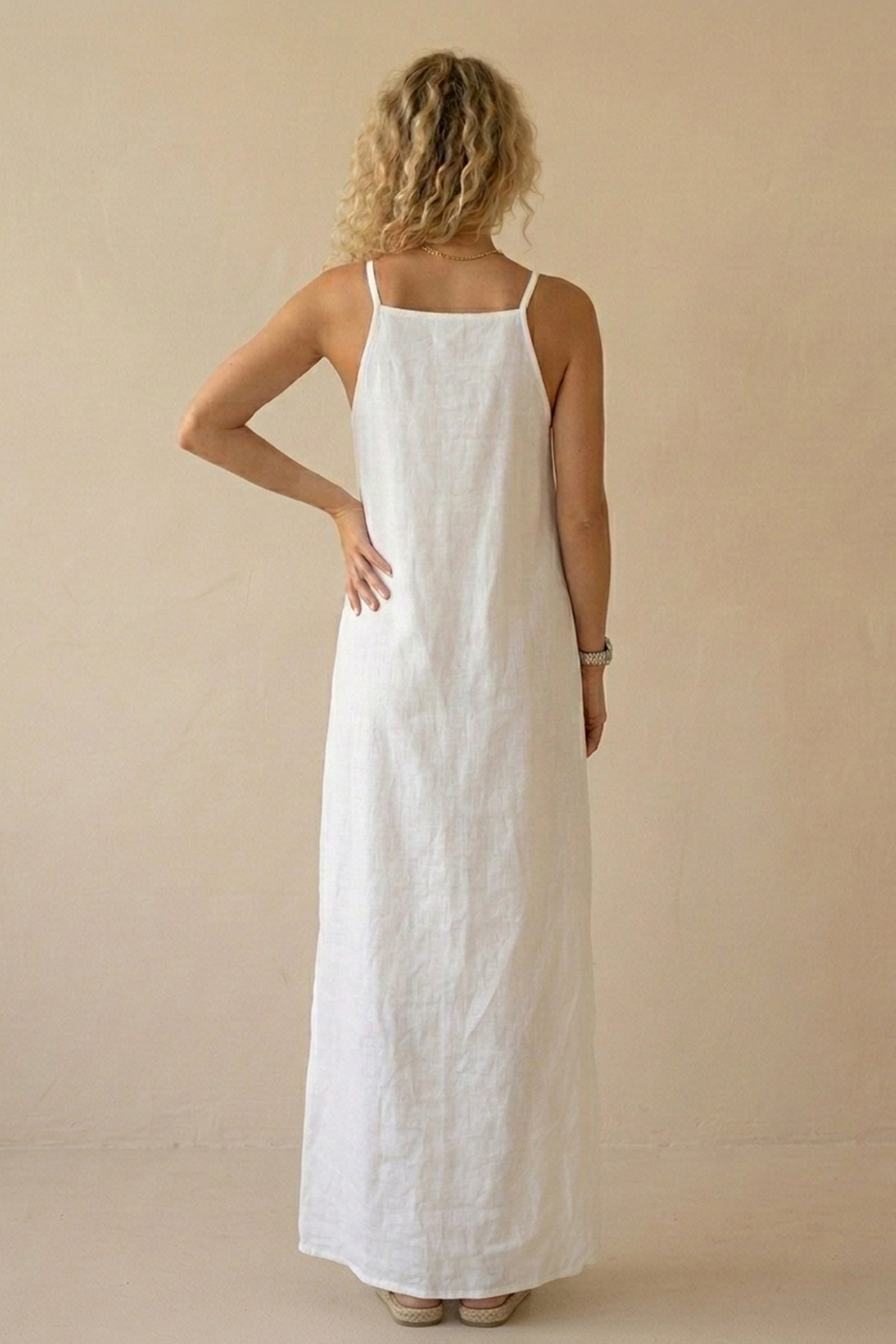 Cotton Linen Slit Cami Dress