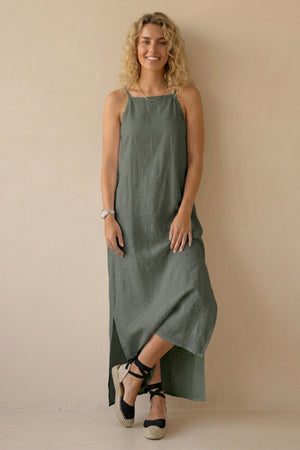 Cotton Linen Slit Cami Dress