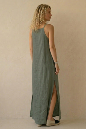 Cotton Linen Slit Cami Dress