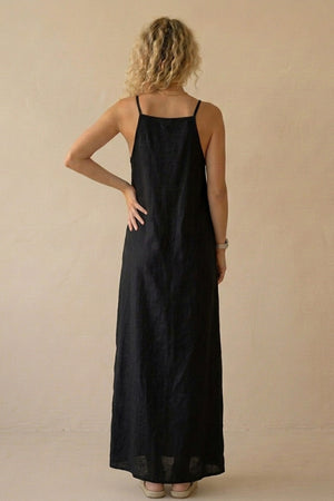 Cotton Linen Slit Cami Dress