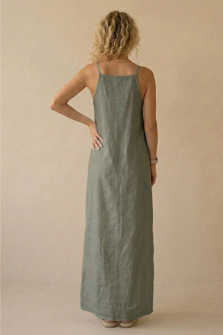 Cotton Linen Slit Cami Dress