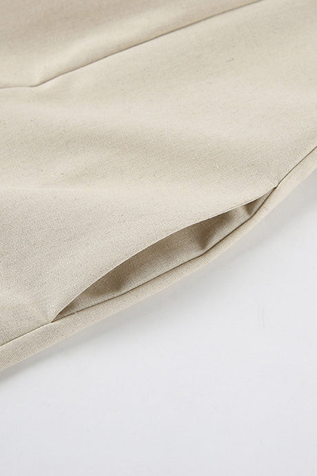 Cotton Linen Smocked Strapless Dress