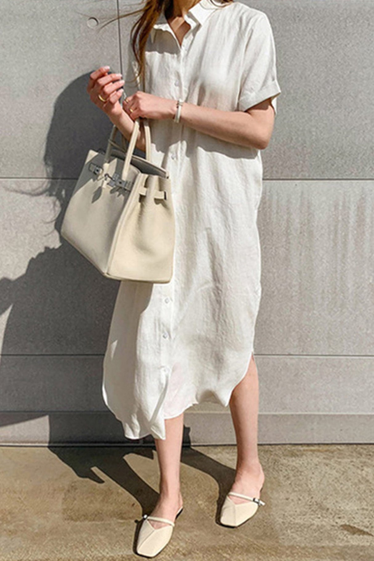 Arolora cotton-linen-tie-waist-shirt-dress