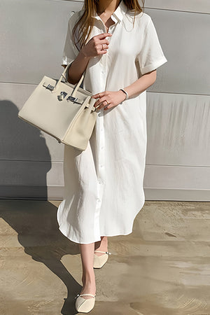 Arolora cotton-linen-tie-waist-shirt-dress