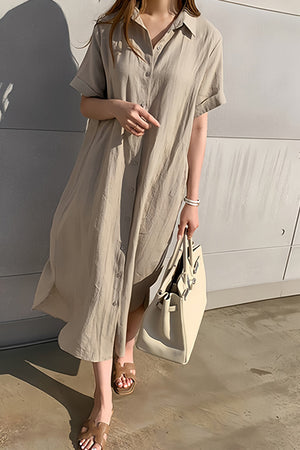 Arolora cotton-linen-tie-waist-shirt-dress