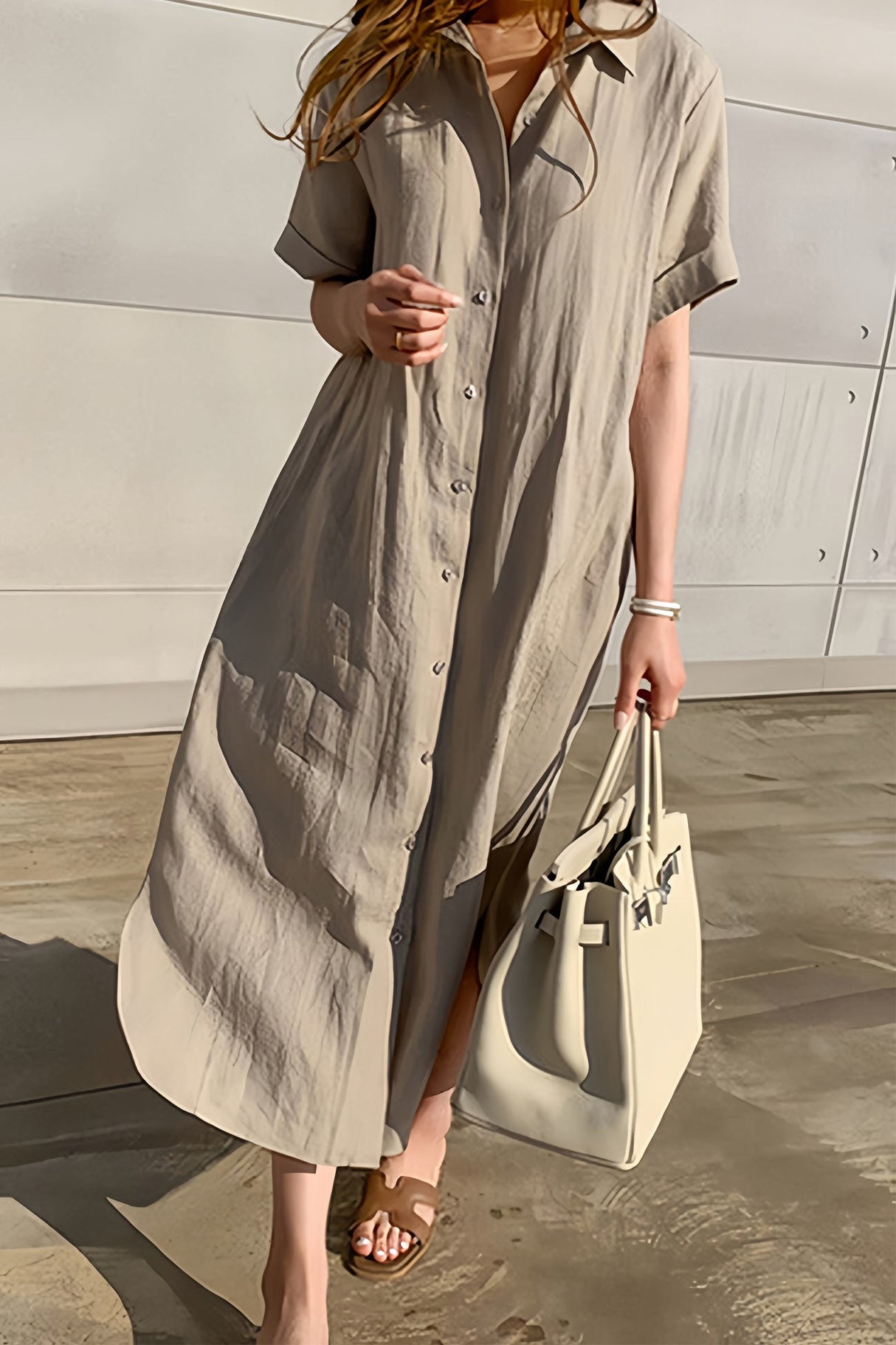 Arolora cotton-linen-tie-waist-shirt-dress