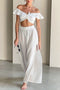 Cotton Ruffle Sleeve Slit Pants Suits