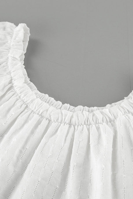 Cotton Ruffle Sleeve Slit Pants Suits