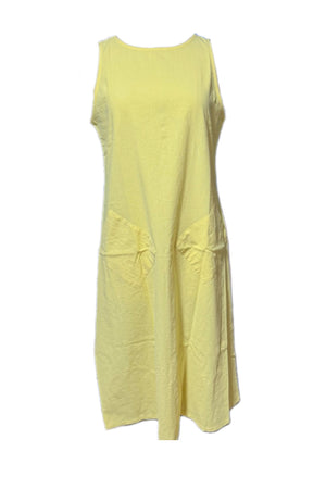 Cotton Sleeveless Large Pocket A-line Dress