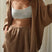 Arolora cotton-slit-hem-blouse-shorts-suits