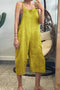 Cotton Solid Cropped Pants Jumpsuits