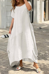 Arolora cotton-solid-large-hem-maxi-dress