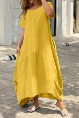 Arolora cotton-solid-large-hem-maxi-dress