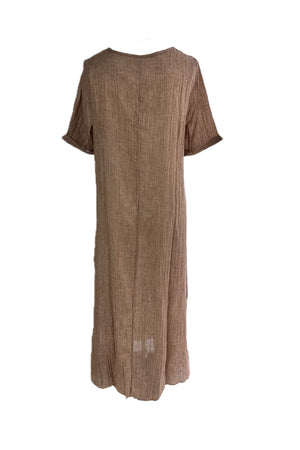 Cotton Solid V Neck Midi Dress