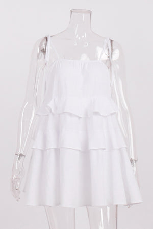 Cotton Tie-straps Tiered Cami Babydoll Dress