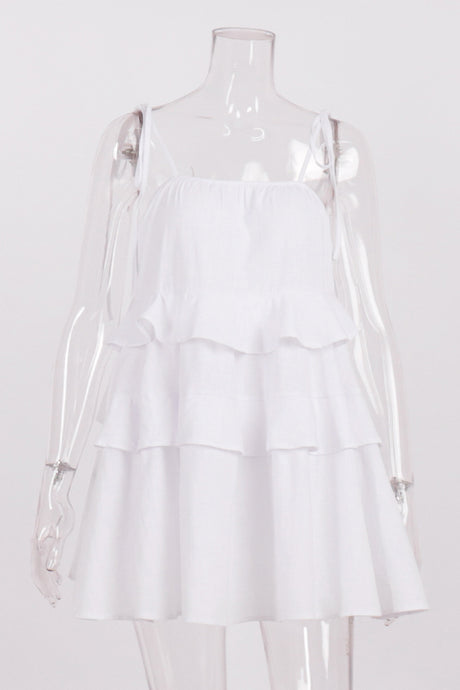 Cotton Tie-straps Tiered Cami Babydoll Dress